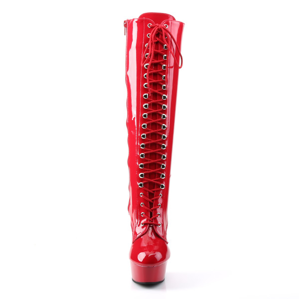 PleaserUSA Plateau-Kniestiefel Delight-2023 Lack rot