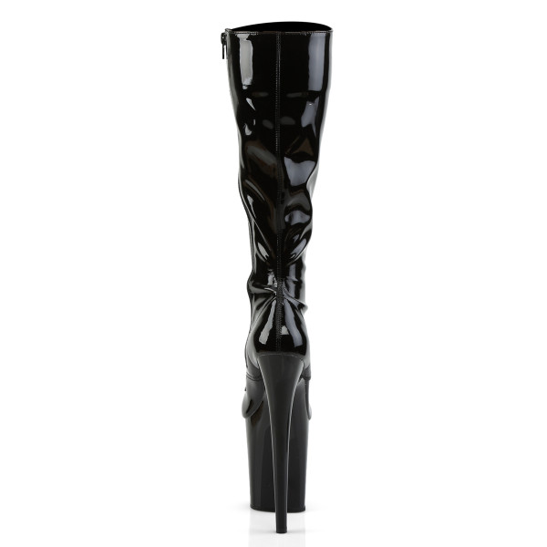 PleaserUSA Platform Stretch Schnürstiefel Flamingo-2023 Lack schwarz