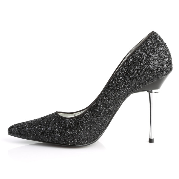 PleaserUSA Damen Stiletto High Heel Pumps Appeal-20G Glitter schwarz