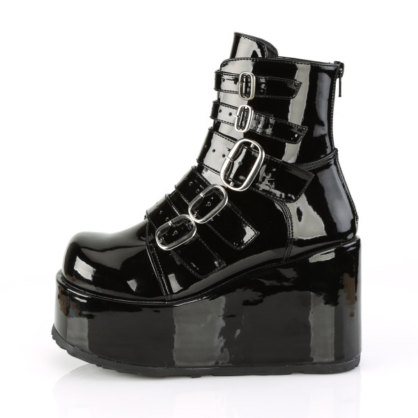 DemoniaCult Damen Booties mit Schnallen Concord-57 Lack schwarz