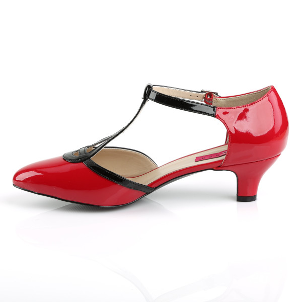 Pink Label Big Size Spangen-Pumps Fab-428 Lack rot/schwarz Übergröße