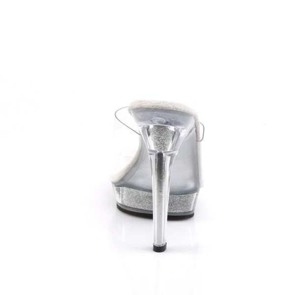 Fabulicious Plateau-Pantoletten Lip-101 Glitter silber