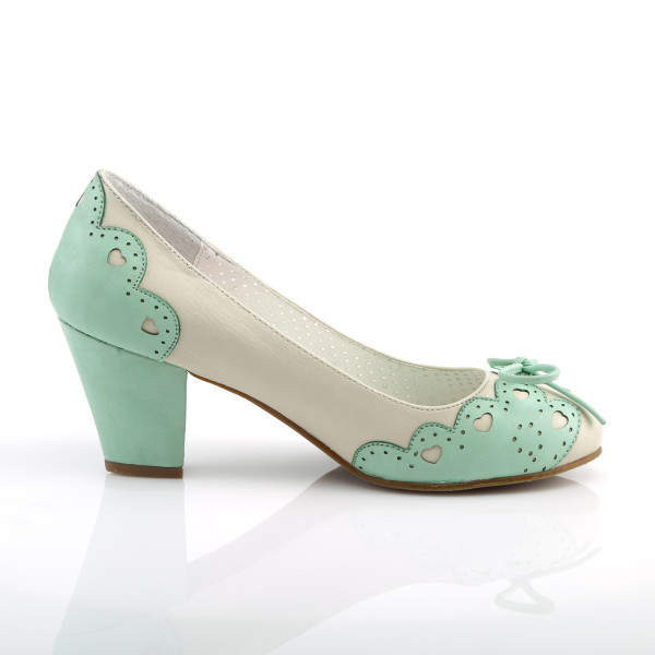 PinUp Couture Damen Pumps mit Herzchen Wiggle-17 creme-mint