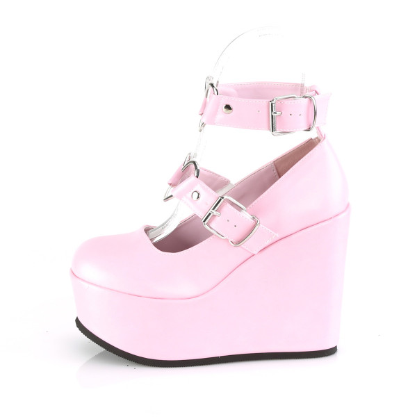 SALE! DemoniaCult Damen Plateau Pentagram Keil Pumps Poison-99-2 babypink