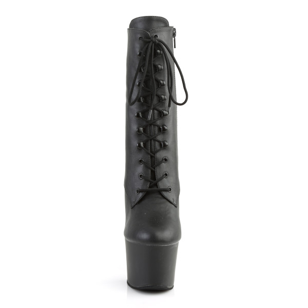 PleaserUSA Damen Fetish Plateau Stiefel mit Schnürung Sky-1020 mattschwarz