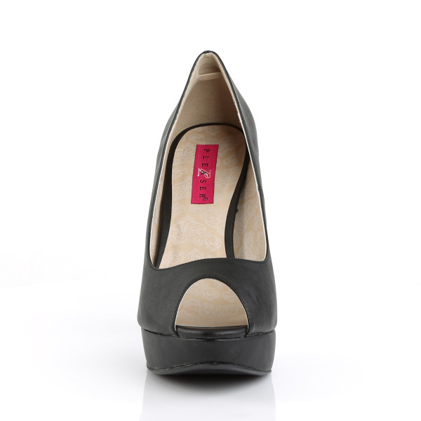 Pink Label Oversize Plateau Pumps Peep Toe Chloe-01 mattschwarz Übergröße
