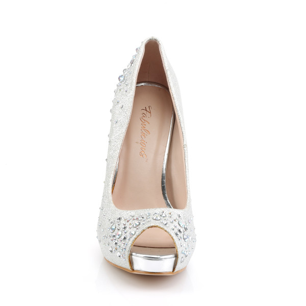 Fabulicious OpenToe Strass-Pumps Heiress-22R silber