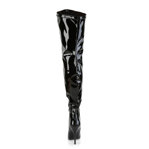 PleaserUSA Damen Overknee-Weitschaftstiefel Seduce-3000WC Lack schwarz