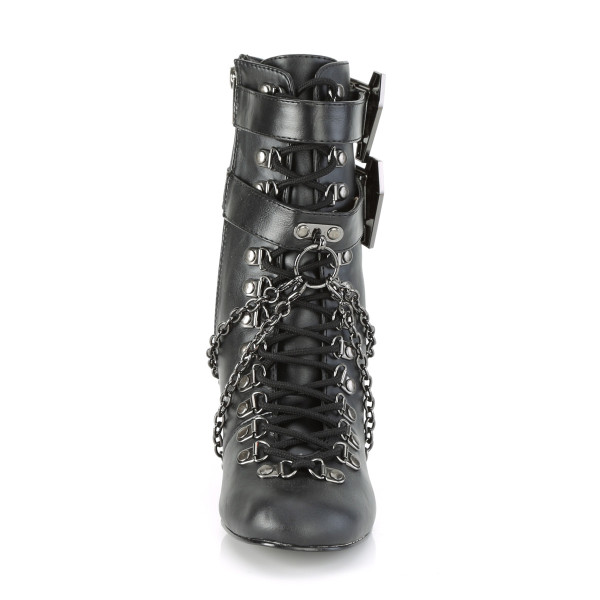 DemoniaCult Damen Steampunk Schnürstiefel Vivika-128 mattschwarz
