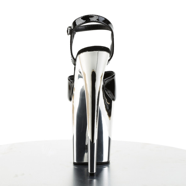 PleaserUSA Damen Gogo-Platform High Heels Flamingo-809 Lack schwarz/chrom