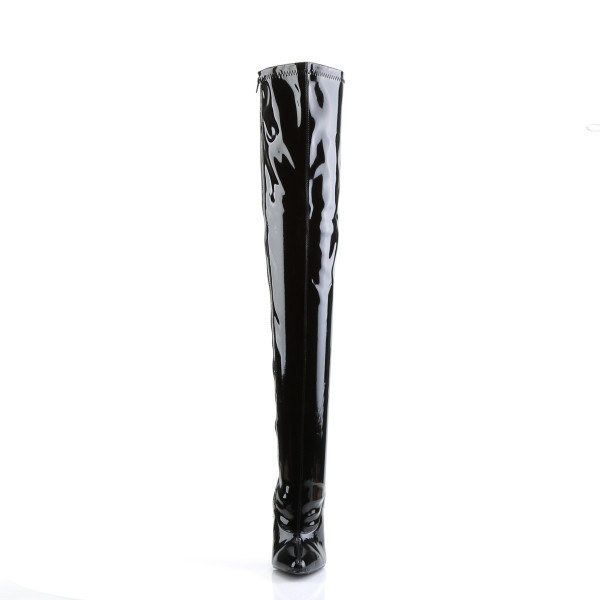 Devious High Heels Overkneestiefel Dagger-3000 Lack schwarz