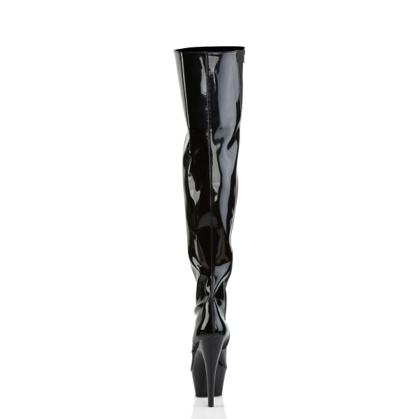 PleaserUSA Plateau-Overknee-Stiefel Kiss-3010 Lack schwarz