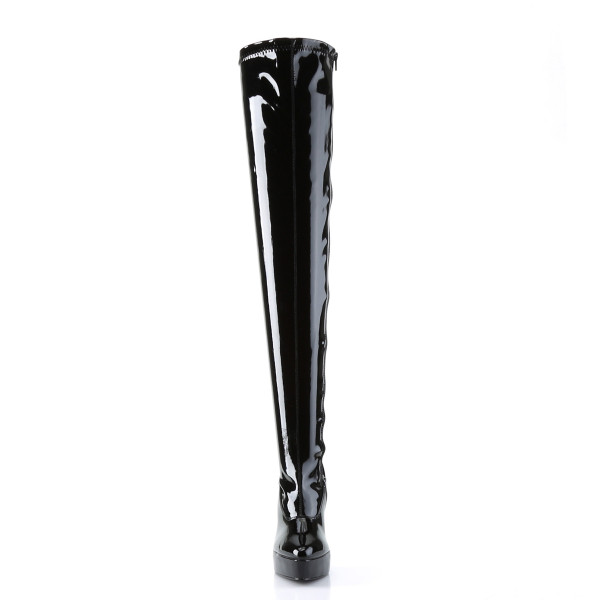 Devious Plateau-Overkneestiefel Indulge-3063 Lack schwarz