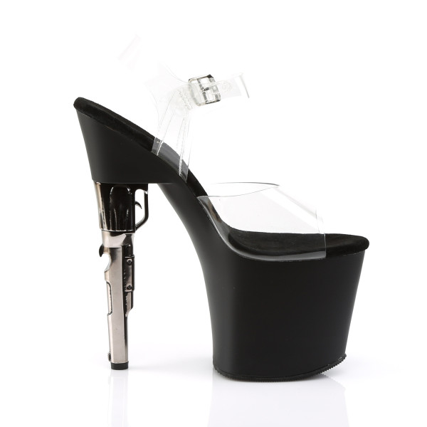 SALE! PleaserUSA Gogo-Platform High Heels Bondgirl-708 klar/schwarz Gr.39