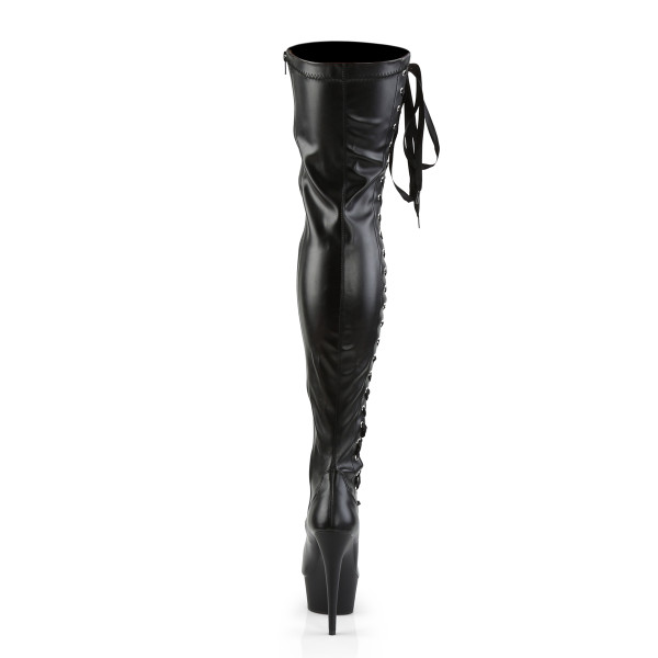PleaserUSA Plateau-Overknee-Stiefel Delight-3050 mattschwarz