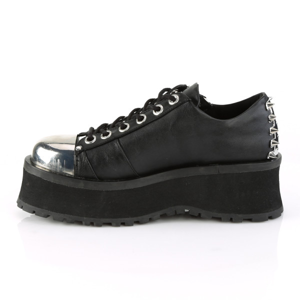 DemoniaCult Herren Platform Oxford Schnürer Gravedigger-04 schwarz vegan leather
