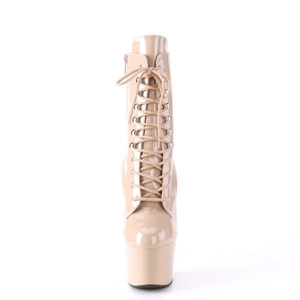 PleaserUSA Damen Plateau-Stiefeletten Adore-1020 Lack nude