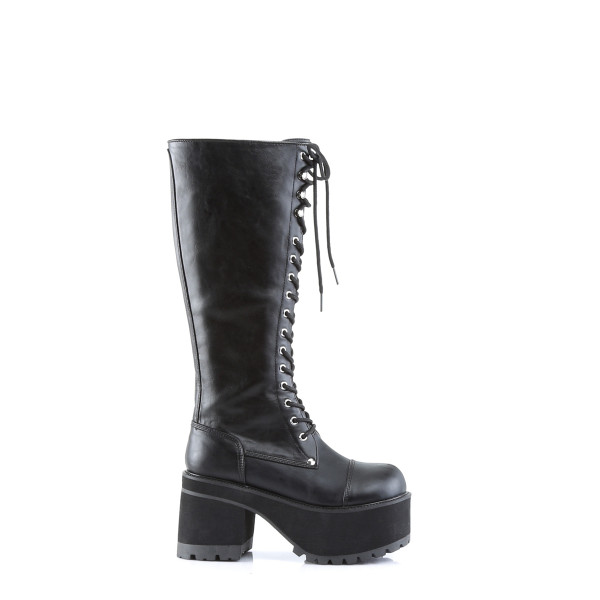 DemoniaCult Gothic Punk Schnürstiefel Ranger-302 mattschwarz