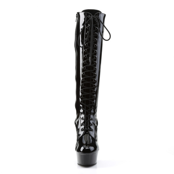 PleaserUSA Plateau-Kniestiefel Delight-2023 Lack schwarz