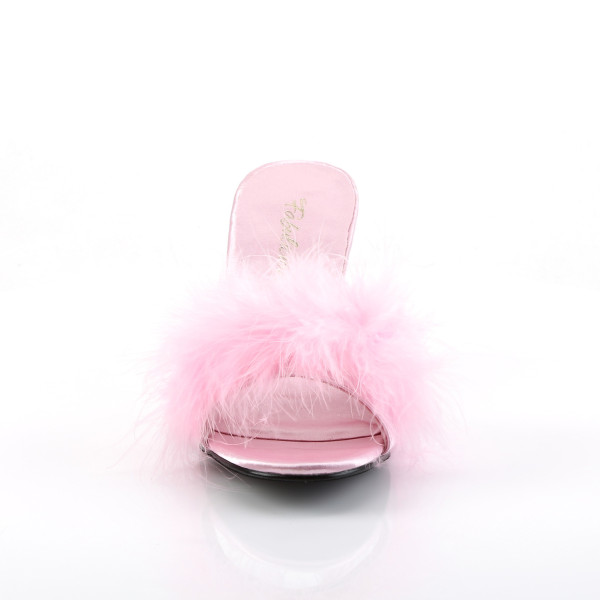 Fabulicious Damen Feder-Pantoletten Amour-03 babypink