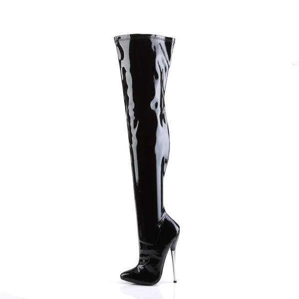 Devious High Heels Overkneestiefel Dagger-3000 Lack schwarz