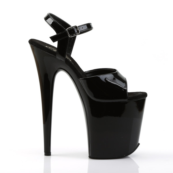 PleaserUSA Damen Gogo-Platform High Heels Flamingo-809 Lack schwarz/schwarz