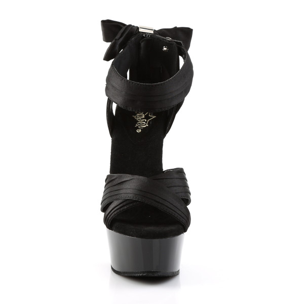 PleaserUSA Damen Plateau-Sandaletten Delight-668 Satin schwarz