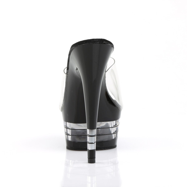 PleaserUSA Damen Plateau-Pantolette Delight-601LN klar/schwarz