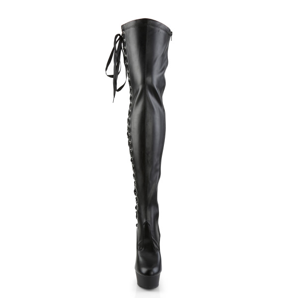 PleaserUSA Plateau-Overknee-Stiefel Delight-3050 mattschwarz