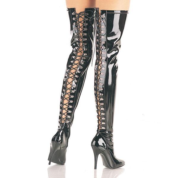 PleaserUSA Overkneestiefel Seduce-3063 Lack schwarz