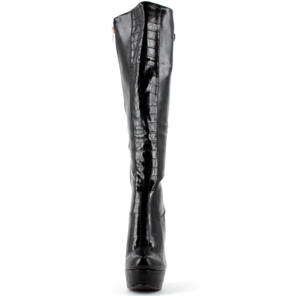Plateau-Kniestiefel MAR LAH schwarz by Luichiny