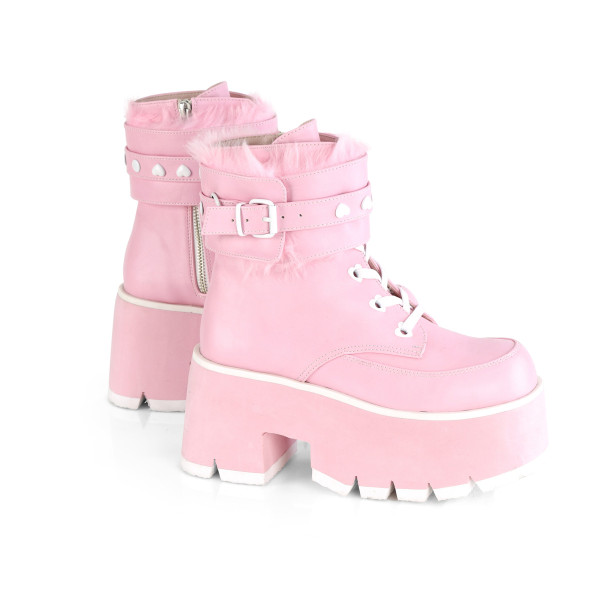 DemoniaCult Damen Chunky Heel Nieten Ketten Boots Ashes-57 babypink