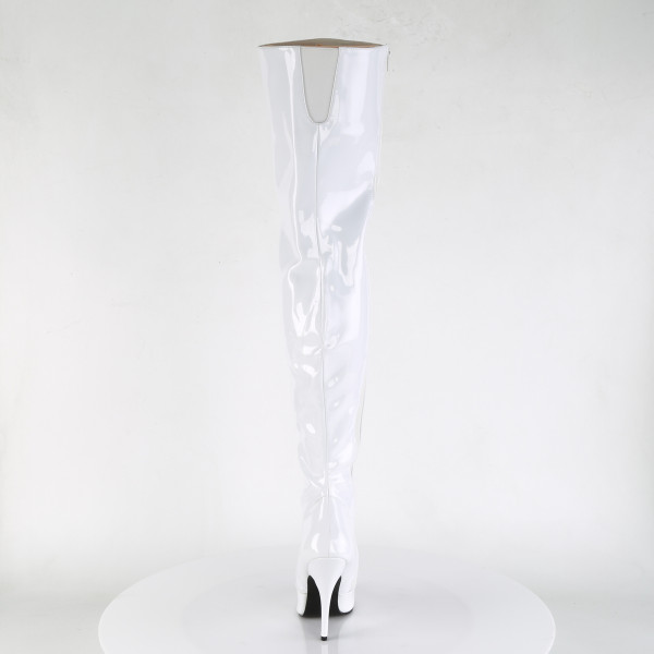 PleaserUSA High Heels-Overkneestiefel Seduce-3010 Lack weiß