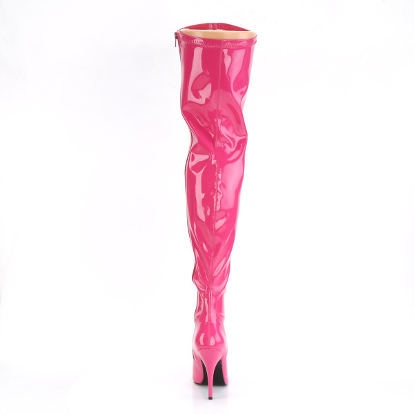PleaserUSA Damen Sexy High Heels Overkneestiefel Seduce-3000 Lack hot pink