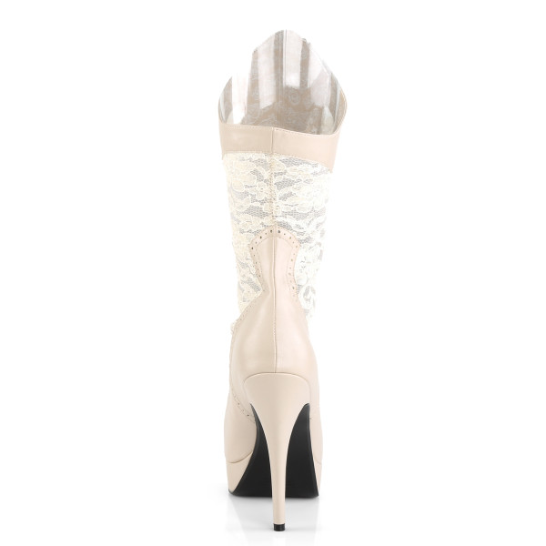 Pink Label Übergrößen Stiefel Chloe-115 creme mit Schnürung und Spitze