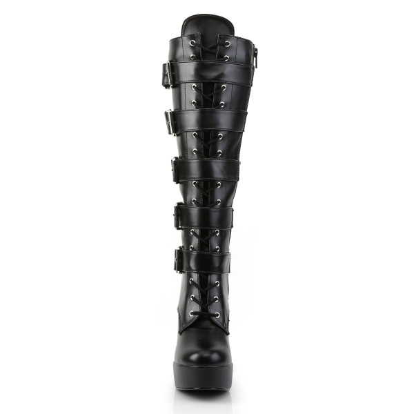 PleaserUSA Plateau-Kniestiefel Electra-2042 mattschwarz