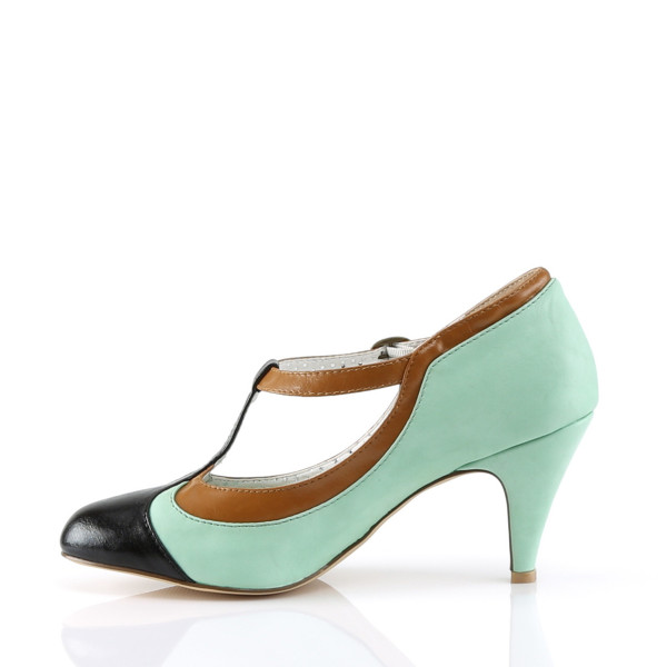 PinUp-Couture Burleske Damen T-Strap-Pumps Peach-03 mint