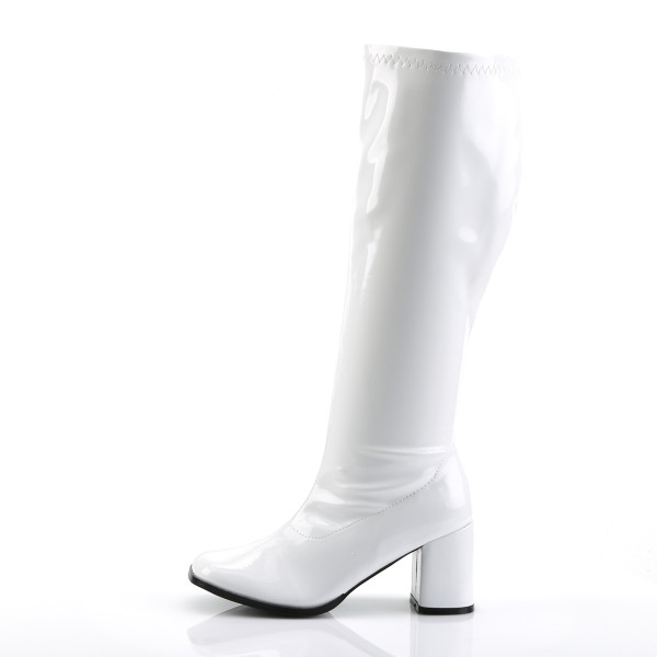 Funtasma Weitschaft-Kniestiefel Gogo-300WC Lack weiß