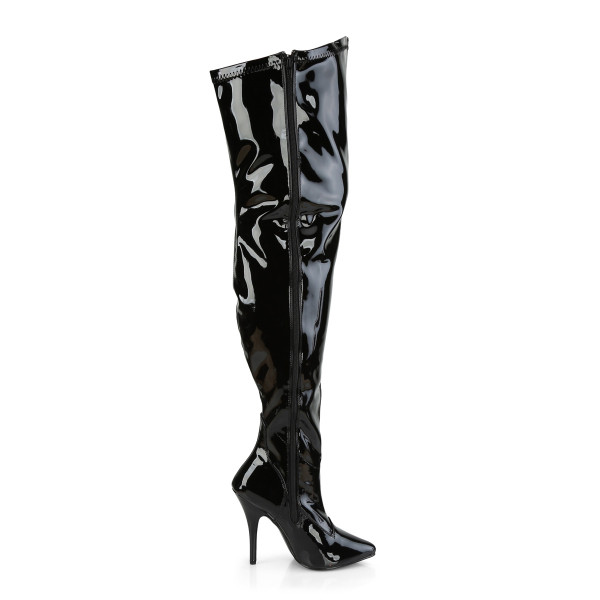 PleaserUSA Damen Overknee-Weitschaftstiefel Seduce-3000WC Lack schwarz