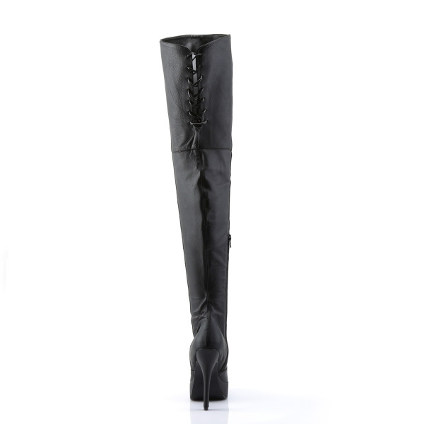 Devious Plateau-Overkneestiefel Indulge-3011 Leder schwarz