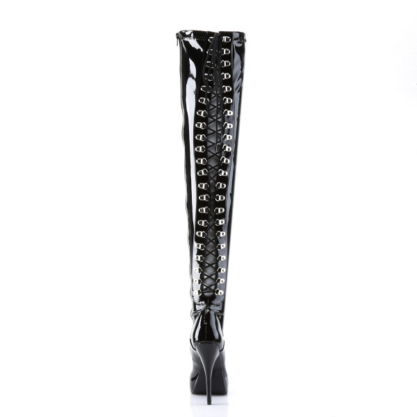 Devious Plateau-Overkneestiefel Indulge-3063 Lack schwarz