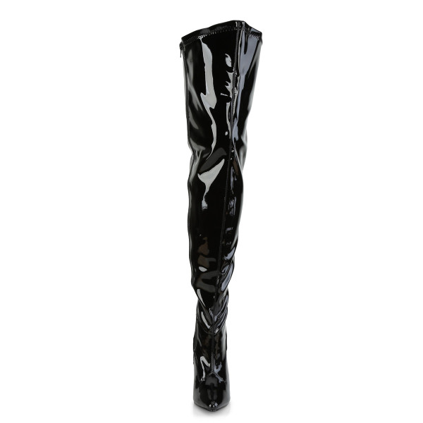 PleaserUSA Damen Overknee-Weitschaftstiefel Seduce-3000WC Lack schwarz