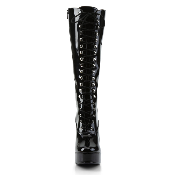 PleaserUSA Plateau-Kniestiefel Electra-2020 Lack schwarz