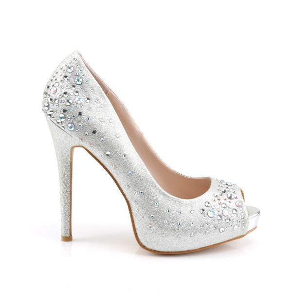 Fabulicious OpenToe Strass-Pumps Heiress-22R silber