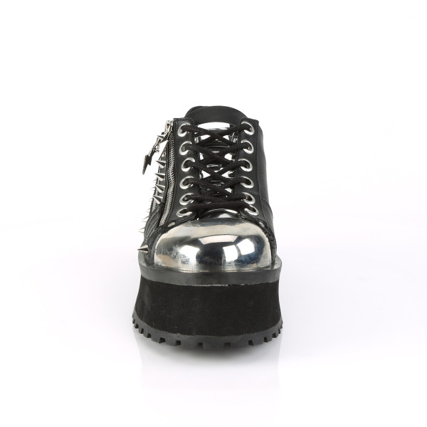 DemoniaCult Herren Platform Oxford Schnürer Gravedigger-04 schwarz vegan leather