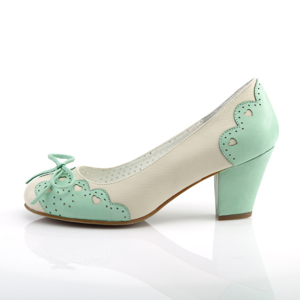 PinUp Couture Damen Pumps mit Herzchen Wiggle-17 creme-mint