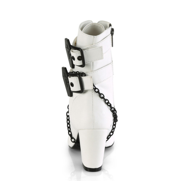 DemoniaCult Damen Steampunk Schnürstiefel Vivika-128 mattweiß