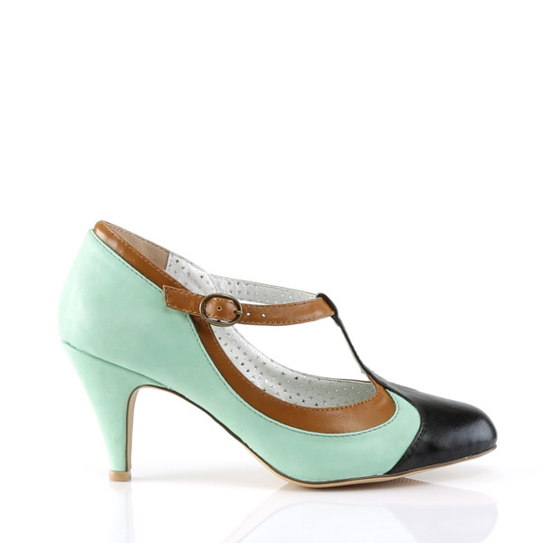 PinUp-Couture Burleske Damen T-Strap-Pumps Peach-03 mint