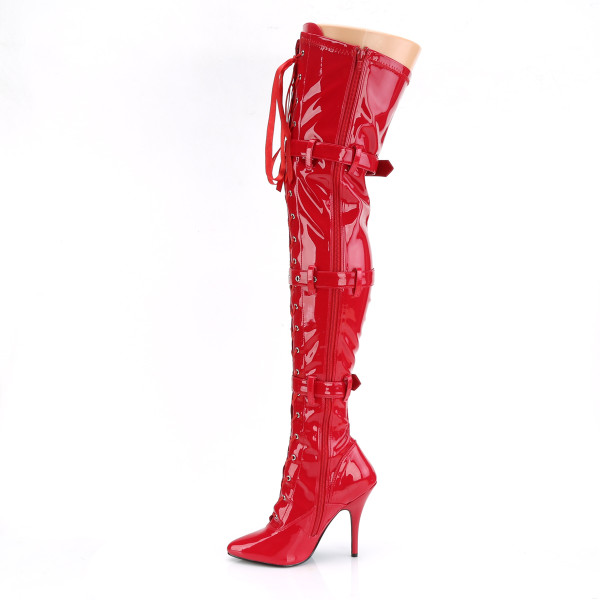 PleaserUSA High Heels-Overkneestiefel Seduce-3028 Lack rot Stretch