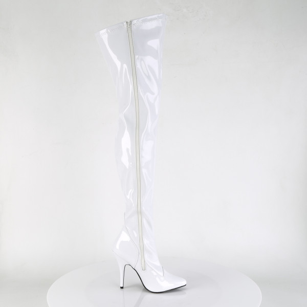 PleaserUSA High Heels-Overkneestiefel Seduce-3000 Lack weiß